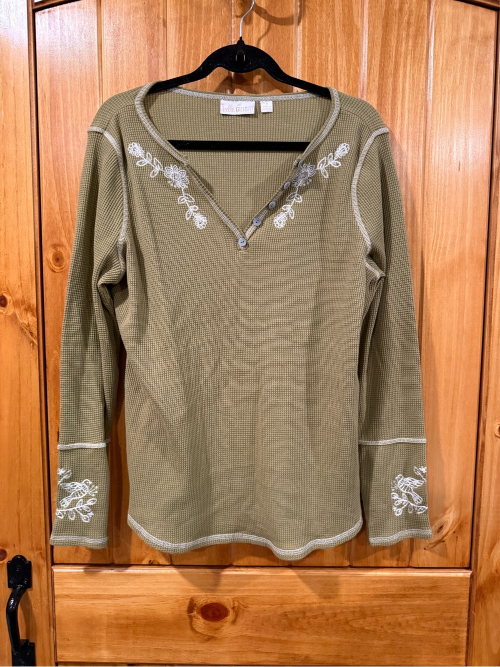 Belle by Kim Gravel - embroidered thermal shirt